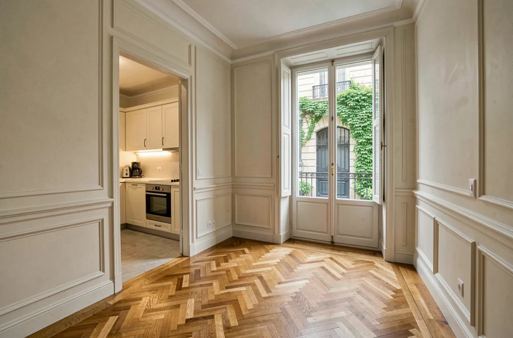 Appartement ancien entièrement rénové éligible au dispositif Denormandie avec parquet et moulures d'époque